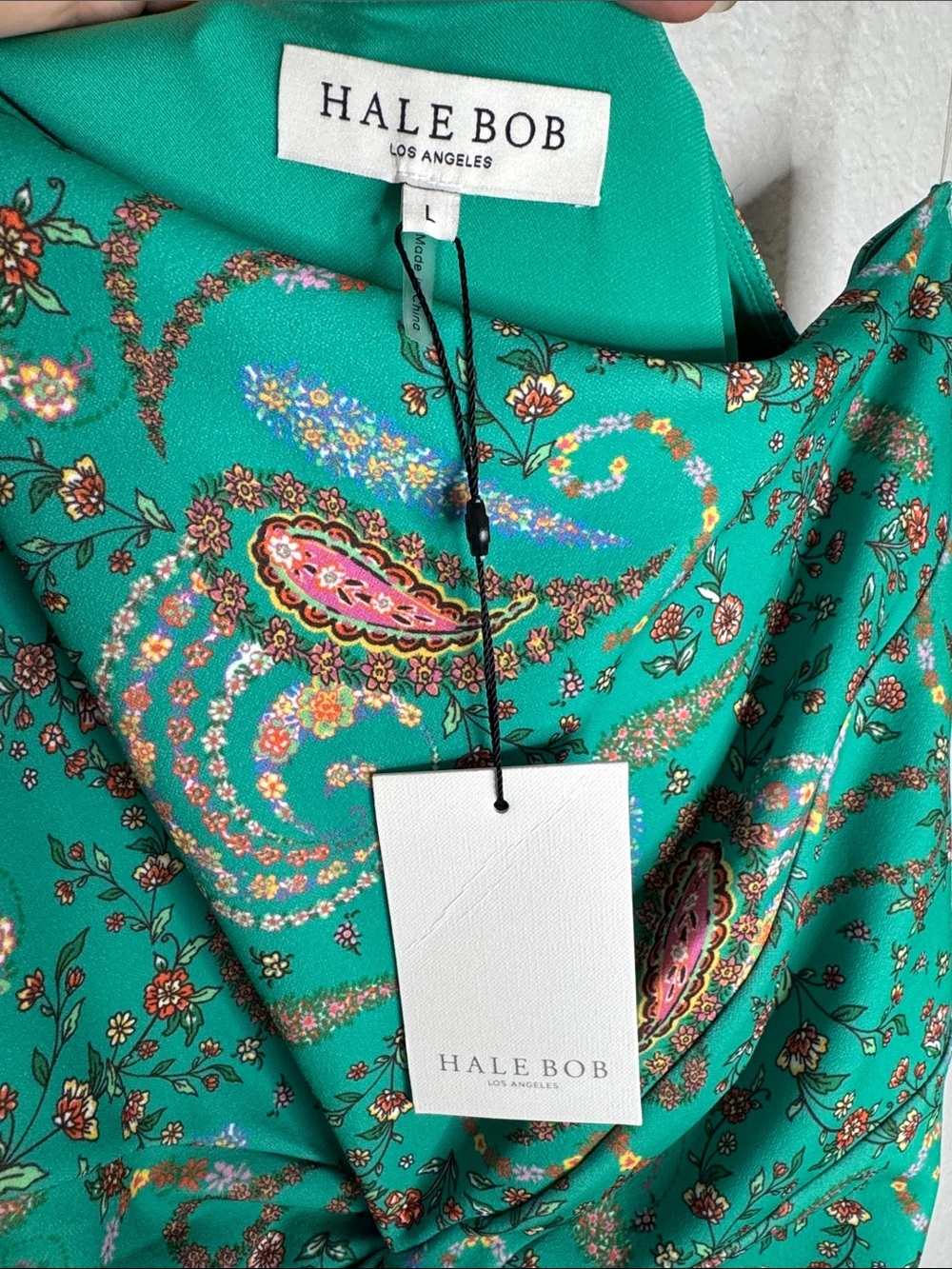 NWT Hale Bob One Shoulder Paisley Maxi Dress Large Slit - Picture 9 of 9